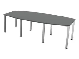 vergadertafel HxBxD 74x240x120cm vatvormig MS-donkergrijs 4voeten alu