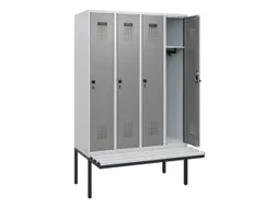 locker met bank,HxBxD 1950x1200x815mm,4vak,vak B 300mm,draaigrendel