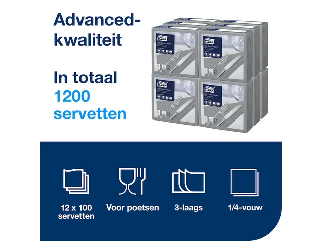 Tork 477673 Soft Dinnerservet Advanced Grijs 39x39cm