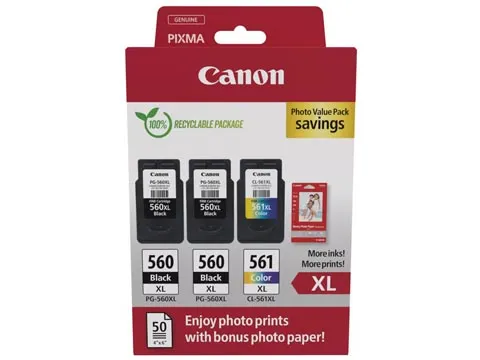 photo value pack 2x PG-560XL + 1x CL-561XL, 3712C012, 4 kleuren