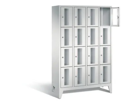 Lockerkast 1850x1190x500mm 4x4 vakken Cilinderslot Poten, RAL7035