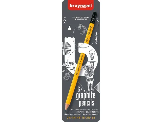 Grafietpotlood Bruynzeel Burotek blik à 6 hardheden grijs