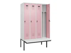 locker met bank,voor scheiding van kleding,HxBxD 2120x1200x815mm,4vak