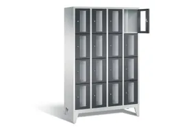 Lockerkast 1850x1190x500mm 4x4 vakken Cilinderslot Poten, RAL7021