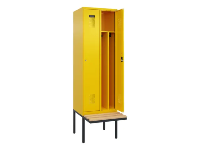 locker met bank,voor scheiding van kleding,HxBxD 2120x600x815mm,2vak
