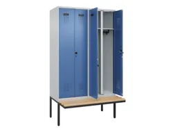 locker met bank,voor scheiding van kleding,HxBxD 2120x1200x815mm,4vak