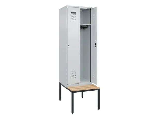 locker met bank,HxBxD 2120x600x815mm,2vak,vak B 300mm,cilinderslot