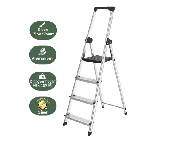 Escabeau aluminium 4 marches SL400 argent