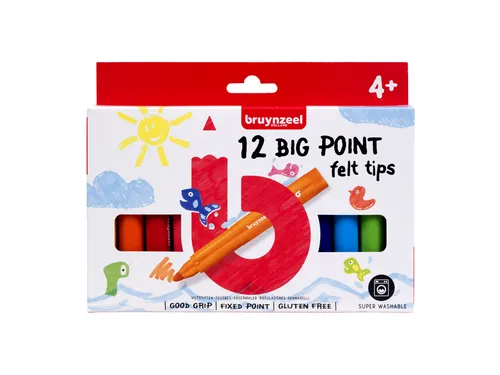 Kids Big Point viltstiften set 12 kleuren