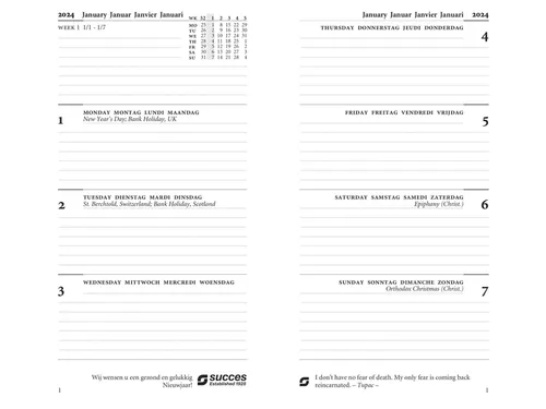 Calendarium 2027 Succes Standard 7dagen/2pagina's