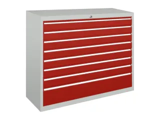 ladekast,HxBxD 1000x1023x600mm,8lade(n),cil.slot,RAL7035,front RAL3000 - 2