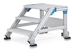 bordestrap,verrijdbaar,bordes H 0,4m,2treden,45° helling,aluminium