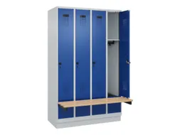 locker met bank,HxBxD 1950x1200x815mm,4vak,vak B 300mm,draaigrendel
