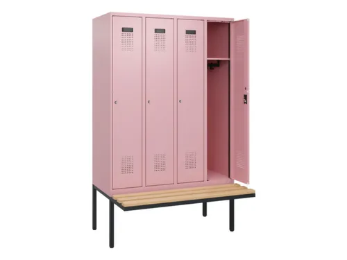 locker met bank,HxBxD 1950x1200x815mm,4vak,vak B 300mm,cilinderslot