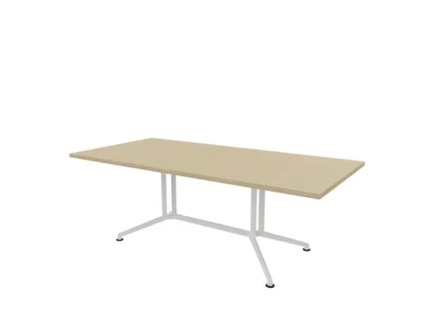vergadertafel,HxBxD 740x2100x1000mm,rechthoekig,V-vormonderstel wit