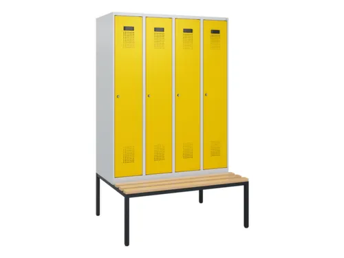 locker met bank,HxBxD 1950x1200x815mm,4vak,vak B 300mm,cilinderslot