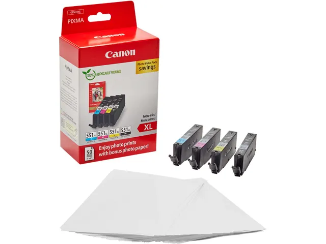 photo value pack CLI-551XL, 660 pages, OEM 6443B008, 4 couleurs