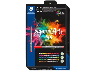 Brushpen Staedtler 371 PigmentArts viltstiften set à 60 kleuren - 1