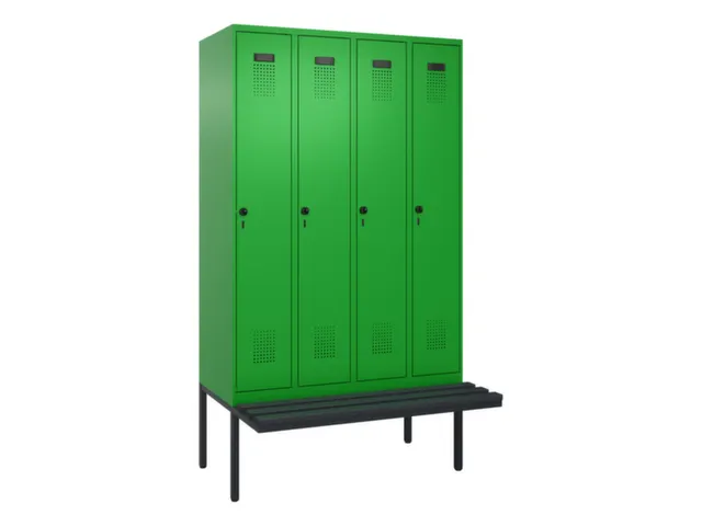 locker met bank,voor scheiding van kleding,HxBxD 2120x1200x815mm,4vak