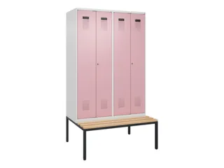 locker met bank,voor scheiding van kleding,HxBxD 2120x1200x815mm,4vak - 2