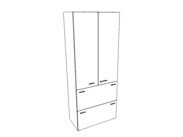 combikast,HxBxD 2140x860x450mm,2hangmappenframes,romp wit,front wit