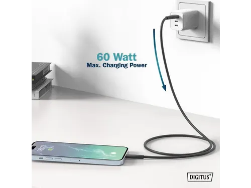 USB-C siliconen oplaadkabel USB-A USB-C 0,5m USB 2.0 60W zwart