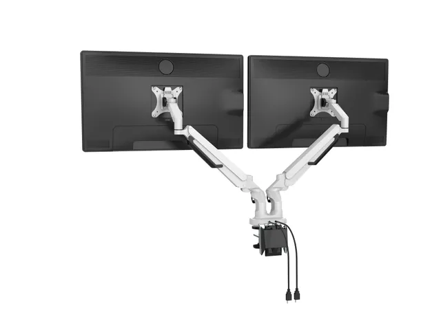 Dubbele Monitorarm Wit Incl. USB Poorten