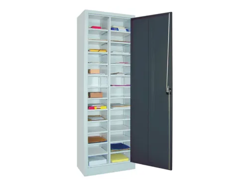Postsorteerkast 1950x640x400mm 2x13vakken 1deur Ral7035 Front Ral7016