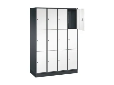 lockerkast,HxBxD 1950x1220x500mm,4x3vakken,cil.-slot,sokkel