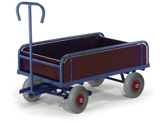 Handtrekwagen 400kg 1130x635mm Luchtbanden Ral5010 Houten Wanden