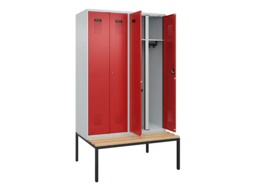 locker met bank,voor scheiding van kleding,HxBxD 2120x1200x815mm,4vak