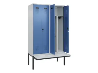 PBM-locker met bank,HxBxD 2120x1200x815mm,4vak,vak B 300mm - 1