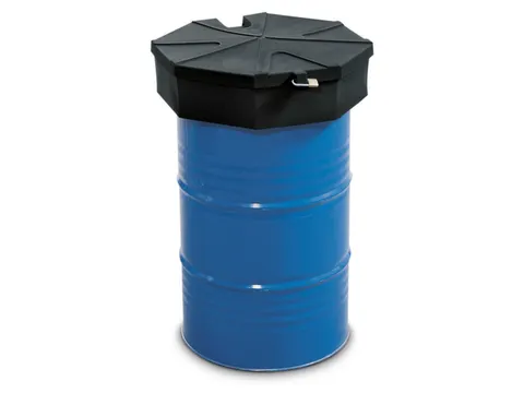 trechter,ESD,v. 200l vat,HxØ 190x690mm,m. zeef,deksel