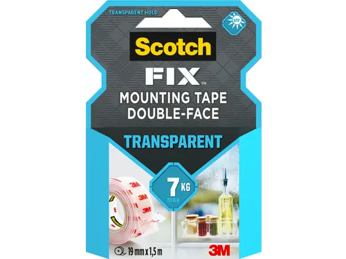 Plaktape 3m Scotch Montage 19mmx1.5m Transparant 2z