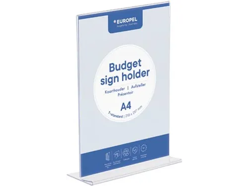 Kaarthouder A4 Glashelder Polystyreen T-Stand