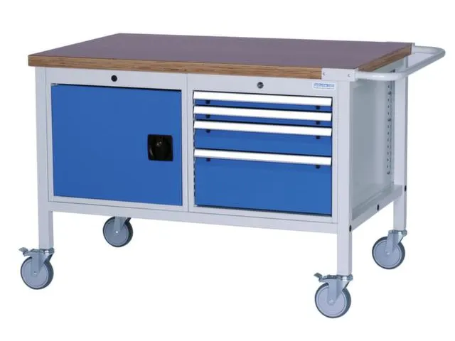 Werkplaatswagen 859x1200x750mm Werkblad 40mm Draaideuren 4laden
