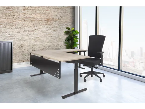 Bureau Linesto Plus Hoogte instelbaar 180x90 honey castello 25mm zwart