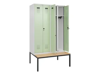 locker met bank,voor scheiding van kleding,HxBxD 2120x1200x815mm,4vak - 1