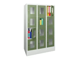 lockerkast,HxBxD 1518x900x500mm,3x4vakken,RAL7035,front RAL6011 - 2