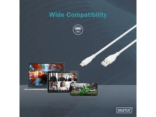 USB-C siliconen oplaadkabel USB-A USB-C 1m USB 2.0 60W wit - 12