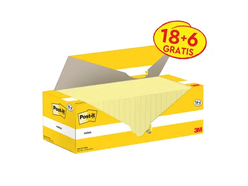 Memoblok 3M Post-it 654-CY 76x76mm geel voordeelpak