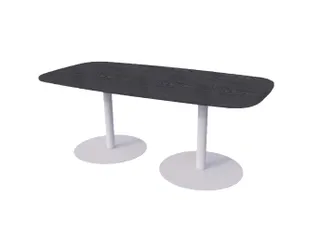 Linesto vergadertafel 200x100 deens ovaal houtprint schaduw 25mm alu - 1