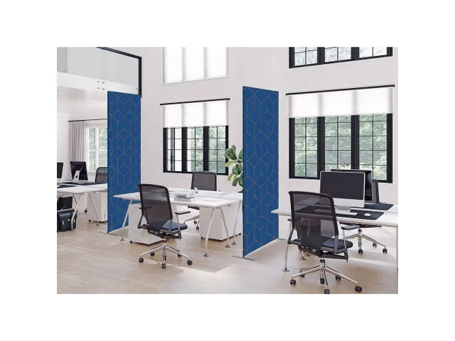 Scheidingswand Textiel Deco 100x200cm Hexagon Blauw Bruin