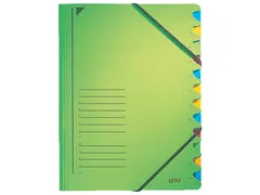 Sorteermap Leitz 3912 A4 12 vaks karton groen