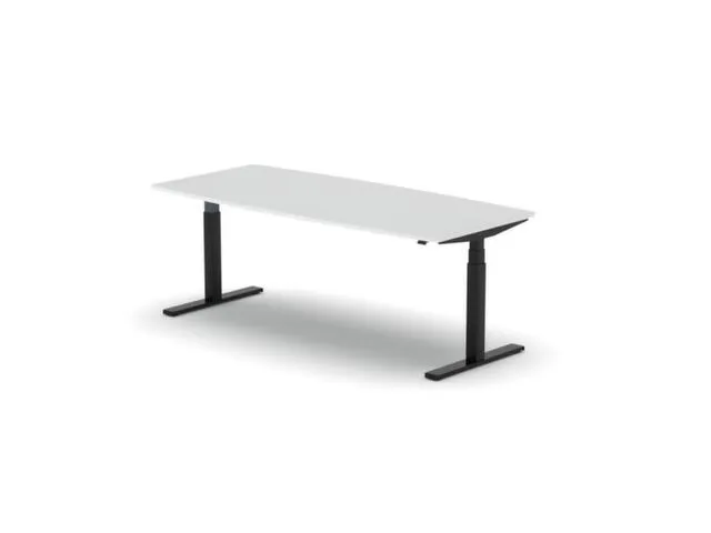 Elektrisch ihv Vergadertafel Vatvorm 2000x800mm Zwart+ Lichtgrijs Blad