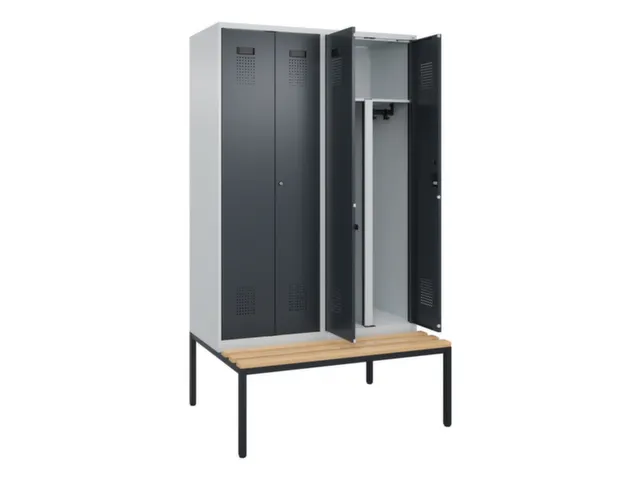PBM-locker met bank,HxBxD 2120x1200x815mm,4vak,vak B 300mm