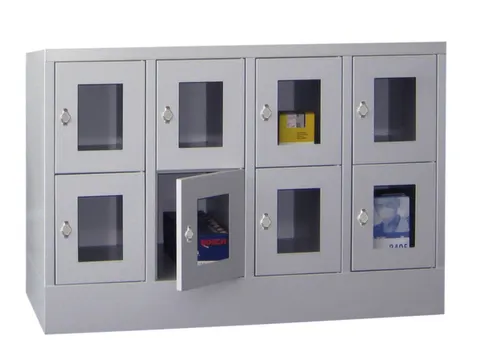 lockerkast,HxBxD 855x1200x500mm,4x2vakken,RAL7035,front RAL6011