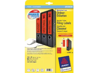 Rugetiket Avery Zweckform breed 192x61mm Rood L4766 80 stuks - 3