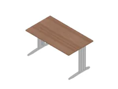 bureau,HxBxD 730x1400x800mm,blad canaletto-hout,C-voet aluminium