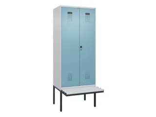 locker met bank,voor scheiding van kleding,HxBxD 2120x800x815mm,2vak - 2